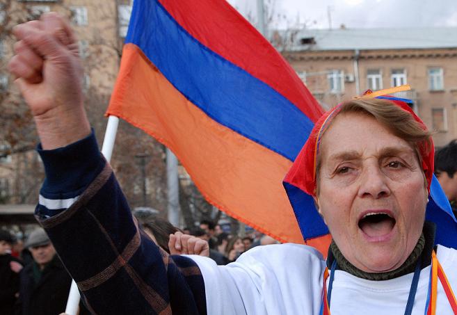 Armenian woman protests