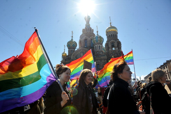 Gay rights activists march in St. Petersburg. Olga Maltseva/AFP/Getty Images