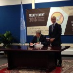 Secretary of State John Kerry signing the Arms Trade Treaty (Photo Credit: Adotei Akwei).