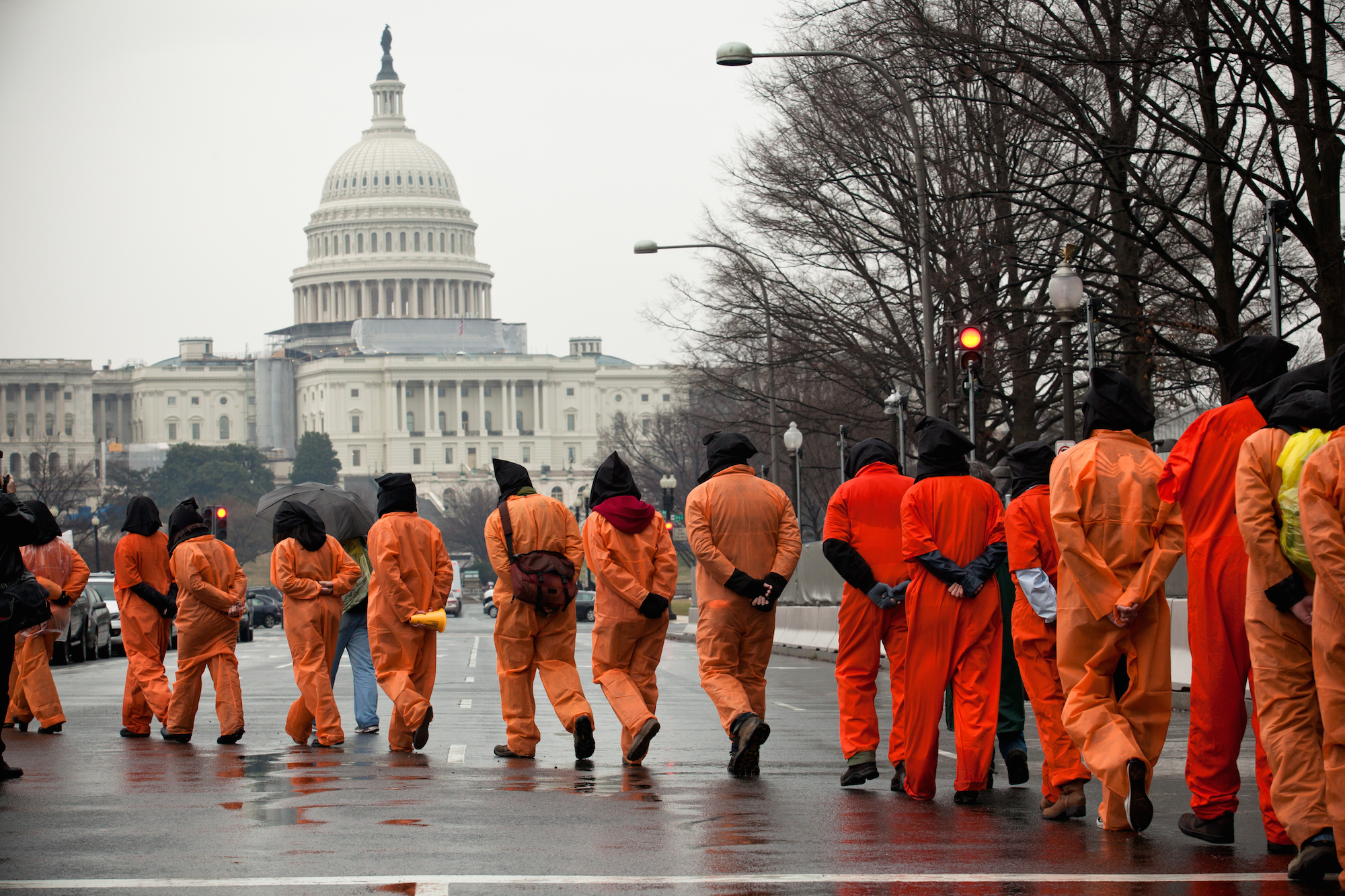 Activists protest the 10th anniversary of the Guantanamo Bay detention, Washington DC, USA, 11 January 2012.