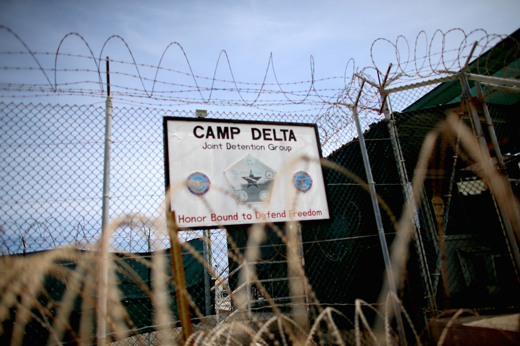 A sign stands in front of Camp Delta which is part of the U.S. military prison for 'enemy combatants' on June 25, 2013 in Guantanamo Bay, Cuba. Joe Raedle/Getty Images