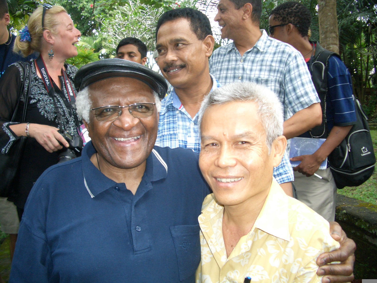Sombath Somphone with Archbishop Desmond Tutu, in Laos, 2006.