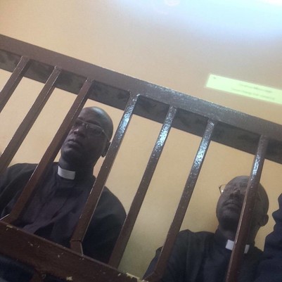 Reverend Yat Michael and Reverend Peter Yen, in court in Khartoum. The two pastors are members of the South Sudan Presbyterian Evangelical Church, and both were arrested while visiting Sudan’s capital, Khartoum. Michael was taken into custody on Sunday 21 December 2014 after preaching that morning at a church in Khartoum.  After the service several men who identified themselves as Sudanese government security officers demanded that Michael went with them and took him away without giving further explanation.  Pastor Peter Yen was arrested on 11 January 2015 after he delivered a letter to the Religious Affairs Office in Khartoum asking about his colleague Michael’s arrest in December.